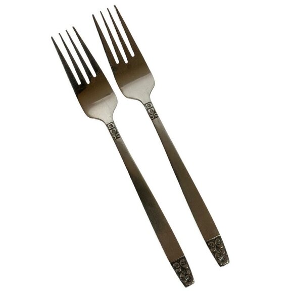 Rogers by Stanley Roberts Danesmore 2 Dinner Forks Satin Stainless Steel 1970s - Picture 1 of 4